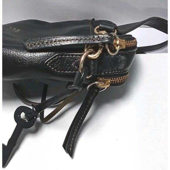 Fossil Fringe Leather Purse Double Zippers Interior Pockets Shoulder Strap - Picture 3 of 5